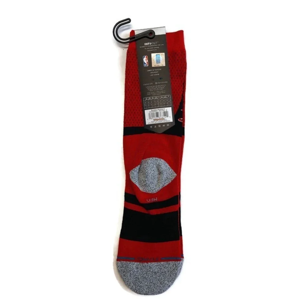 Houston Rockets Mens M (6-8.5) Shortcut 2 Infiknit Casual Crew Red Socks Stance